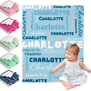 HOSEE Manta personalizada para bebé, mantas de bebé personalizadas para niñas y niños, manta personalizada para bebé con nombre, mantas HOSEE Manta personalizada para bebé, mantas de bebé personalizadas para niñas y niños, manta personalizada para bebé con nombre, mantas