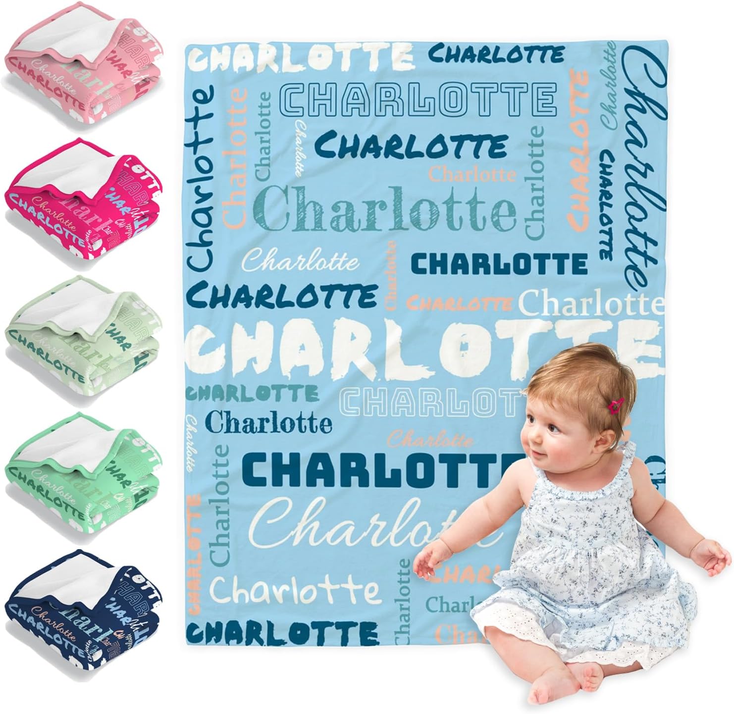 HOSEE Manta personalizada para bebé, mantas de bebé personalizadas para niñas y niños, manta personalizada para bebé con nombre, mantas