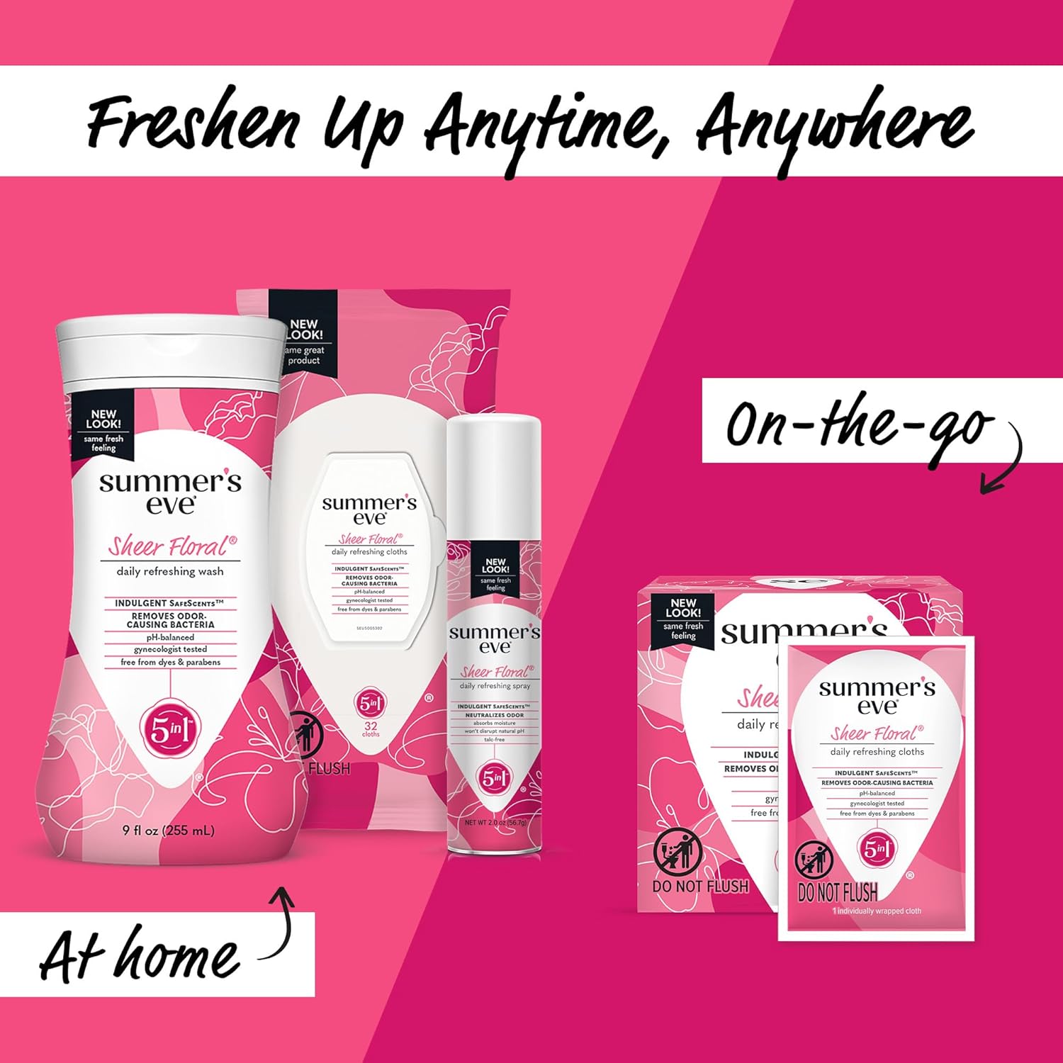 Summer’s Eve Sheer Floral Refrescante Daily All Over Feminine Body Wash, elimina el olor, lavado femenino pH equilibrado, 9 onzas líquidas, paquete