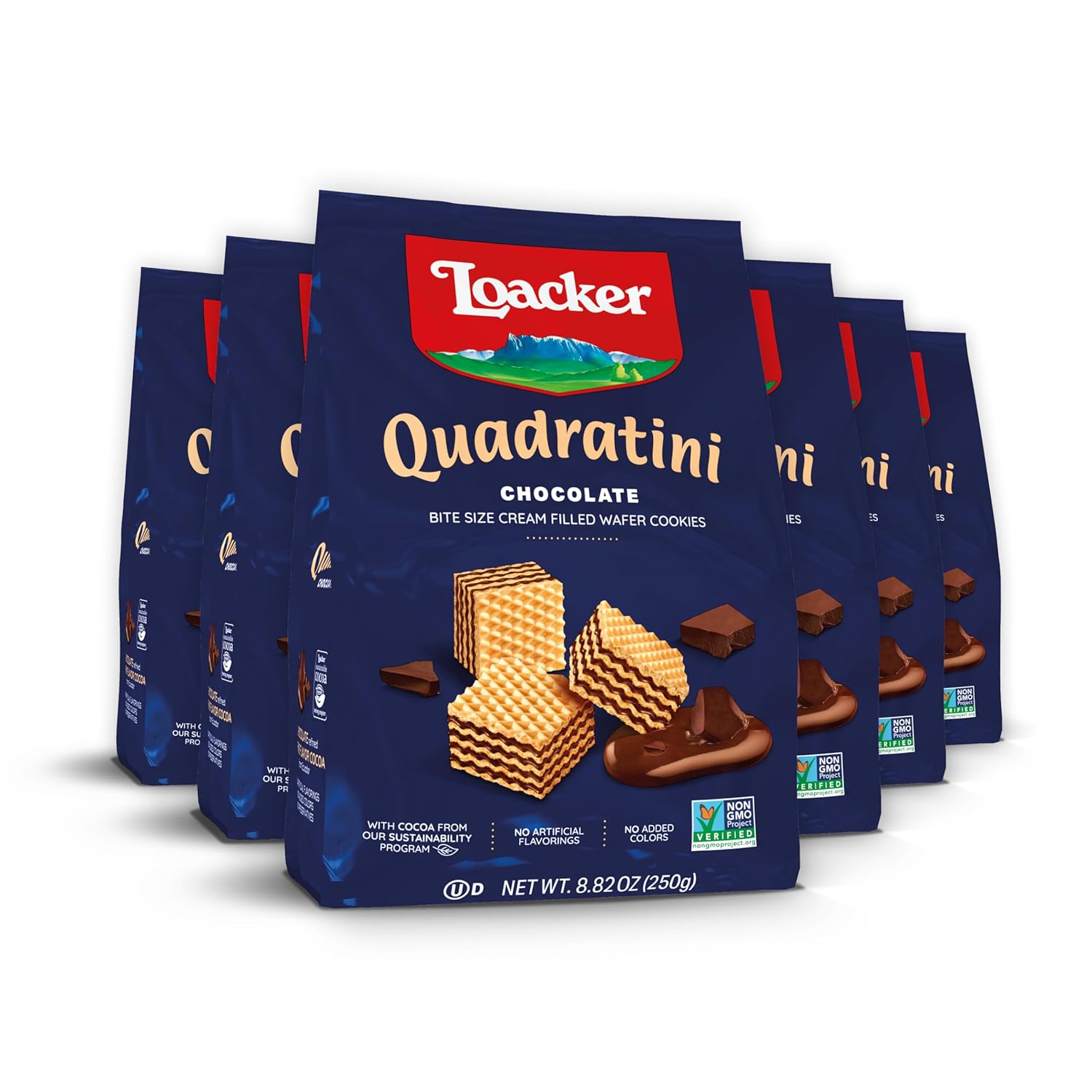 Loacker Quadratini – Galletas prémium de chocolate, 250 gramos8.82 onzas, paquete de 6
