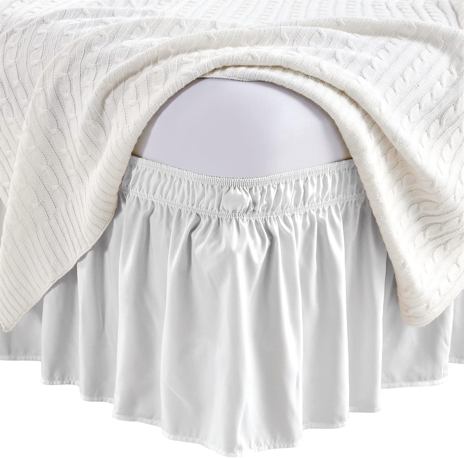 Falda de cama King, con volantes antipolvo para cama de tamaño King, fácil ajuste con caída a medida de 15 pulgadas, falda de cama elástica