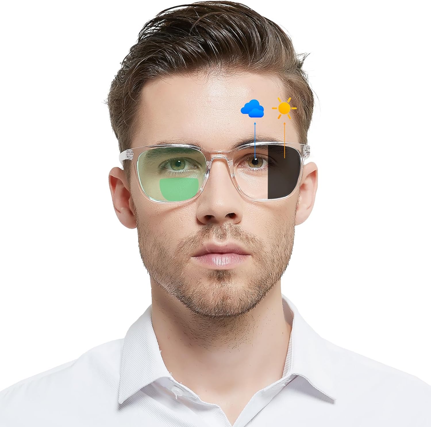 OCCI CHIARI Gafas de lectura bifocales fotocrómicas para hombres,Lectores de gafas de sol de protección UV de amplia transición