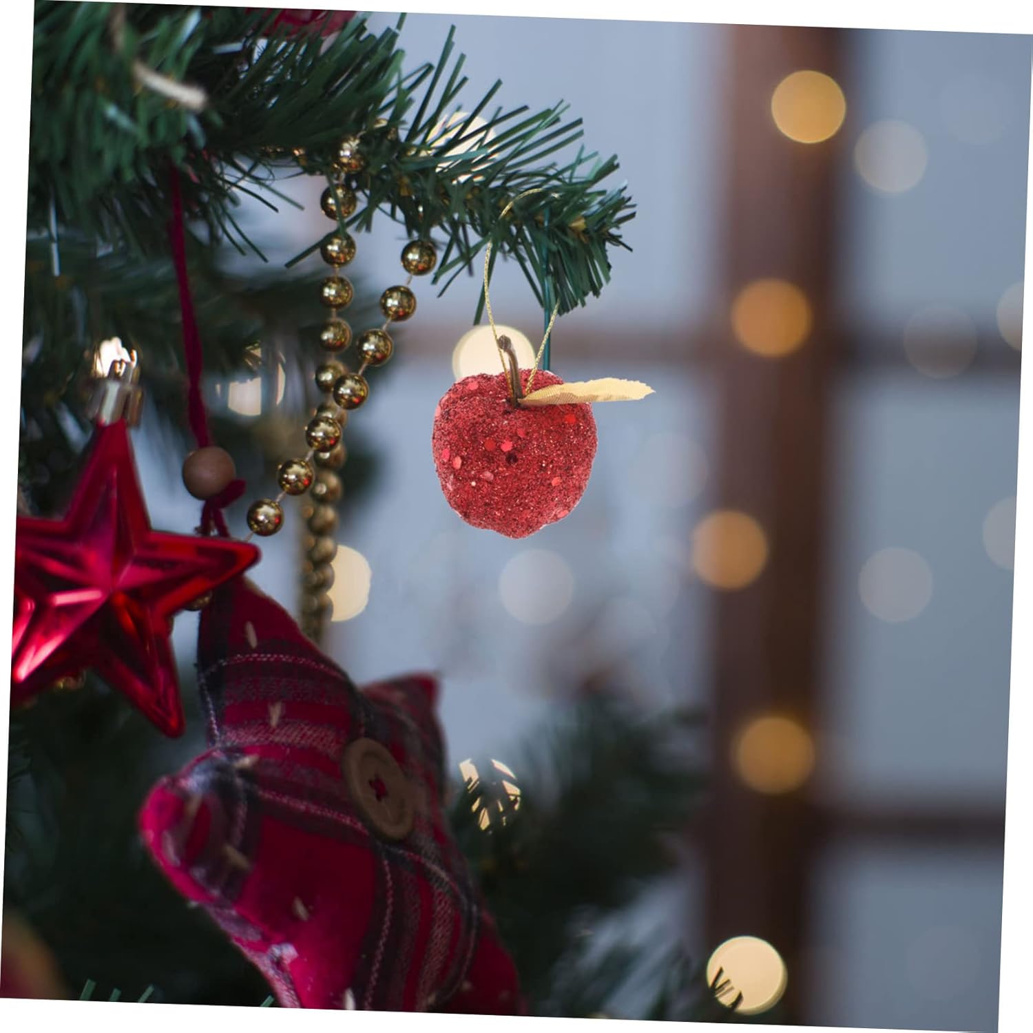 IMIKEYA 100 piezas de bolas de espuma de lentejuelas con purpurina para decoración de Navidad, manzana, árbol de Navidad, árbol de Navidad, bosque,
