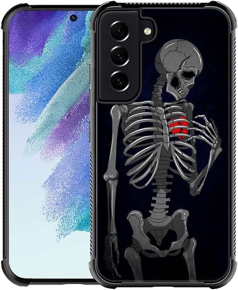 ZHEGAILIAN Funda compatible con Samsung Galaxy S21, diseño gráfico de esqueleto de corazón de freno, acrílico, a prueba de golpes, antiarañazos,
