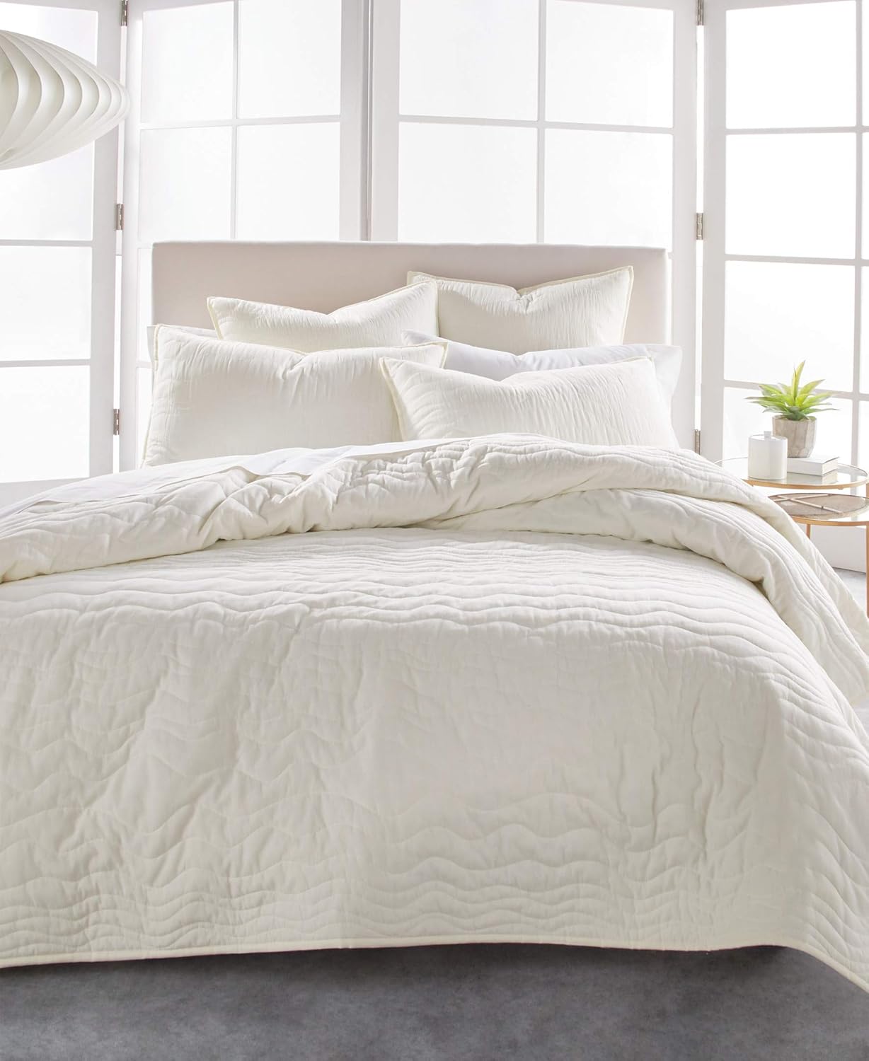 DKNY Funda de almohada de gasa de algodón, estándar, natural