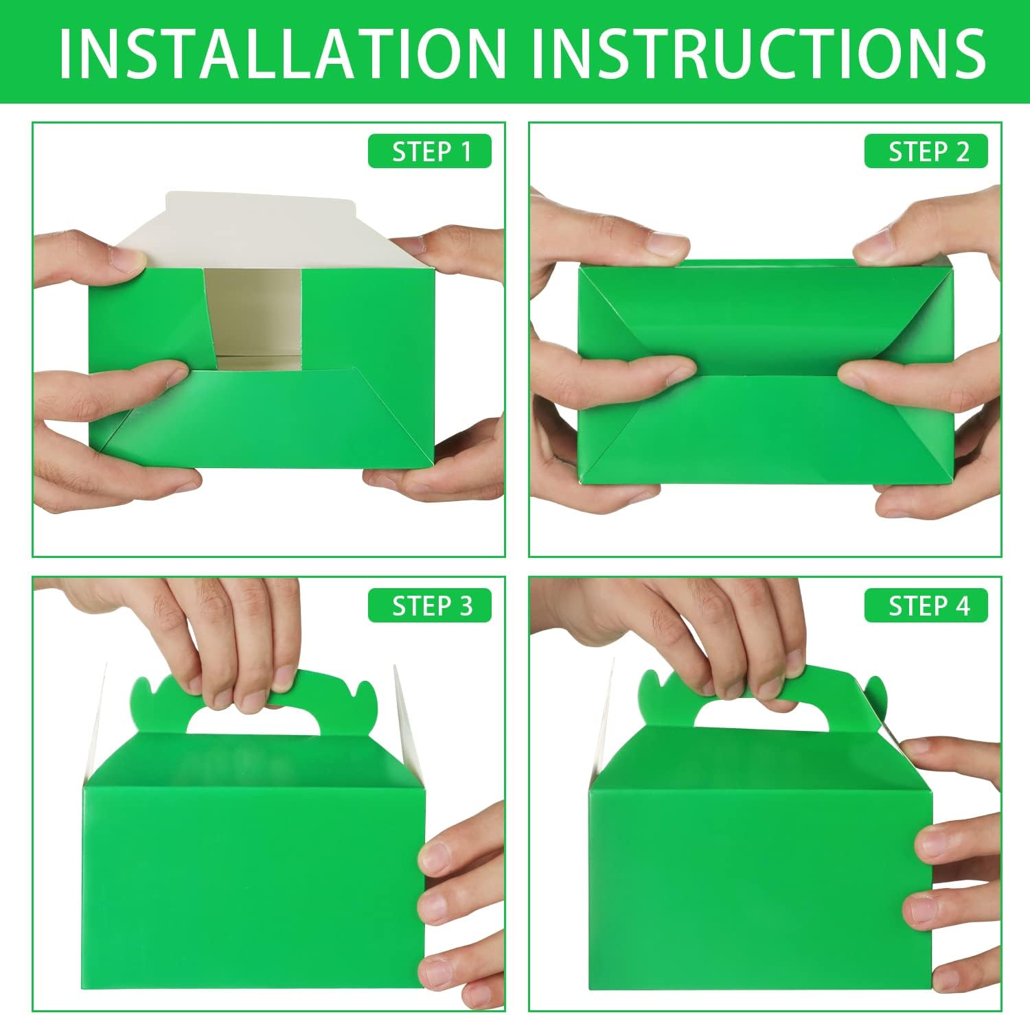 Caja de golosinas verde para fiestas