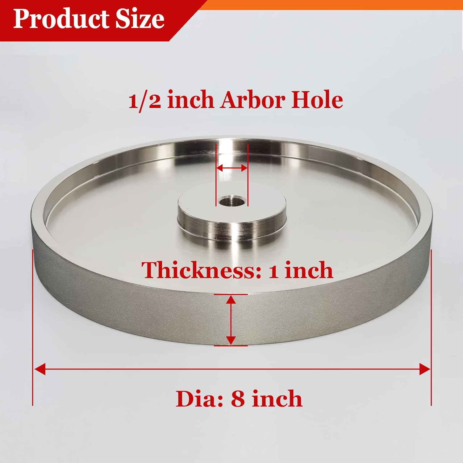 Muela abrasiva CBN, diámetro 8″ x 1″ ancho con eje de 12″, muela abrasiva de diamante para afilar acero de alta velocidad, grano 80