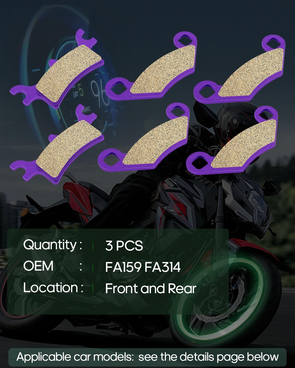 SCITOO Pastillas de freno de fibra de carbono aptas para 02-06 para Polaris Magnum, 2007-2008 10-11 para Polaris Scrambler, 02-08 para Polaris