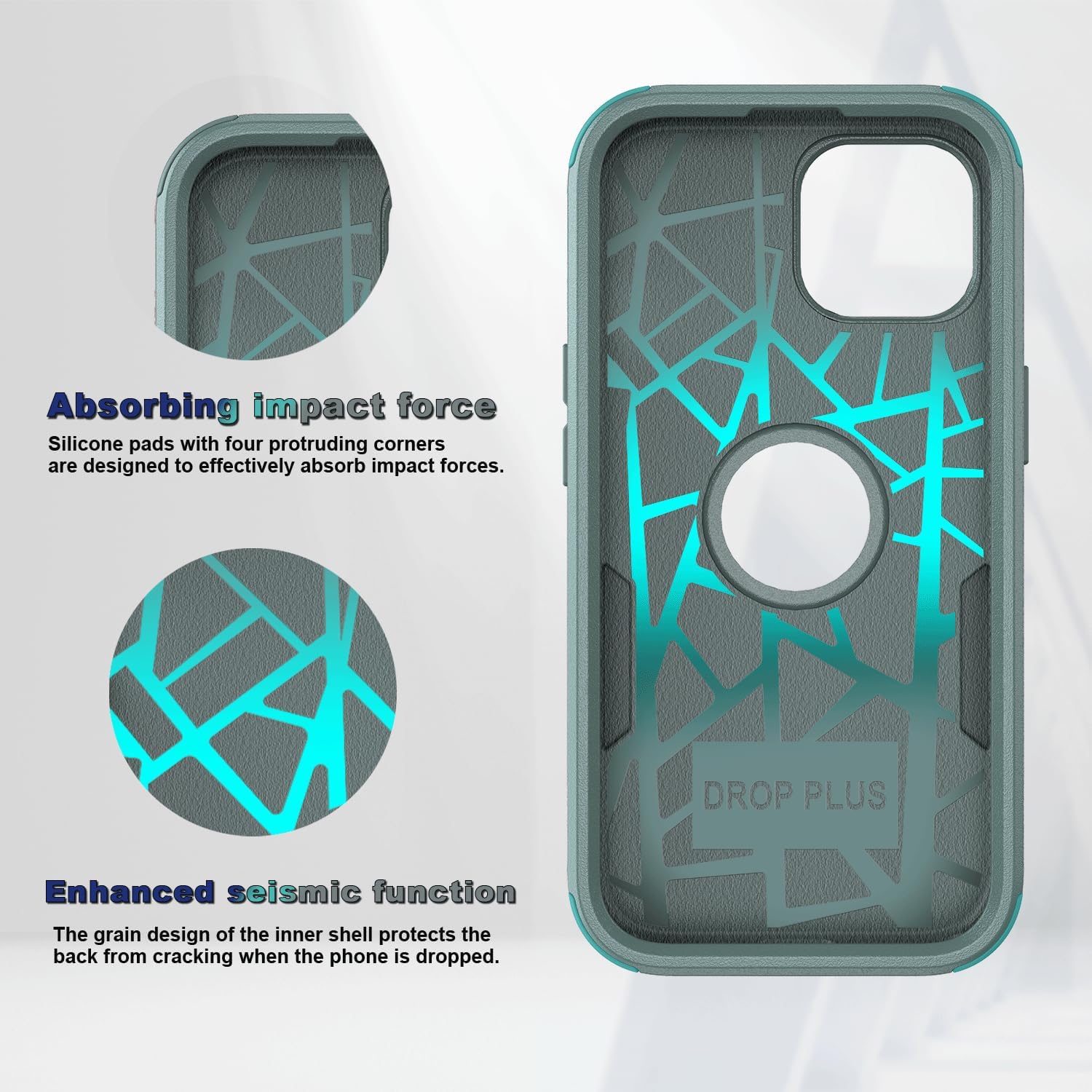 Guirble Funda para iPhone 15, 2 protectores de pantalla de vidrio templado, a prueba de caídas de 10 pies, antideslizante, a prueba de golpes, funda