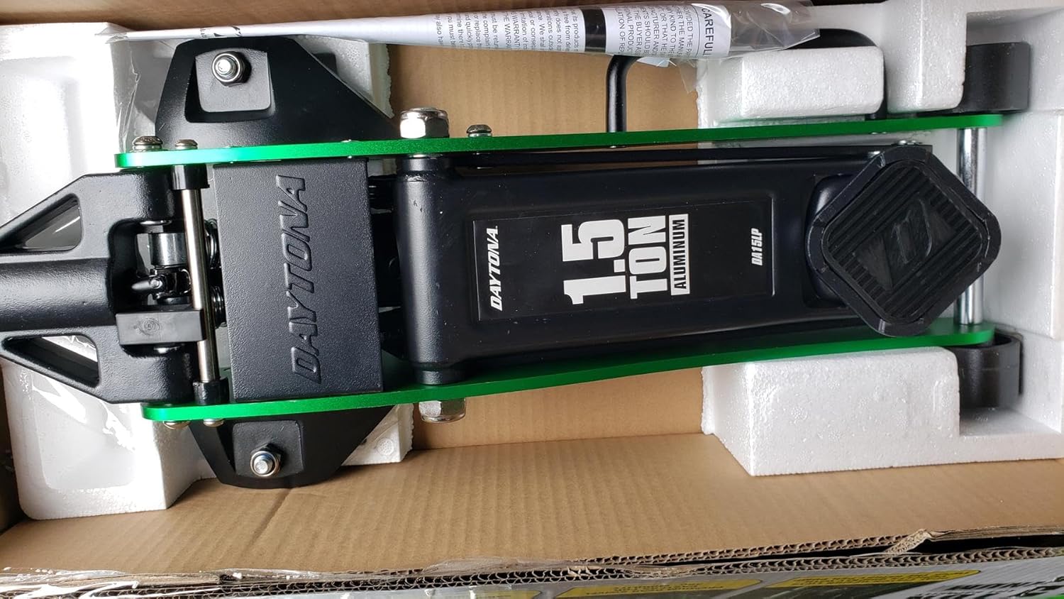 Professional Racing Gato de piso de aluminio de perfil bajo 1.5 toneladas (3,000 libras) Daytona, verde y negro