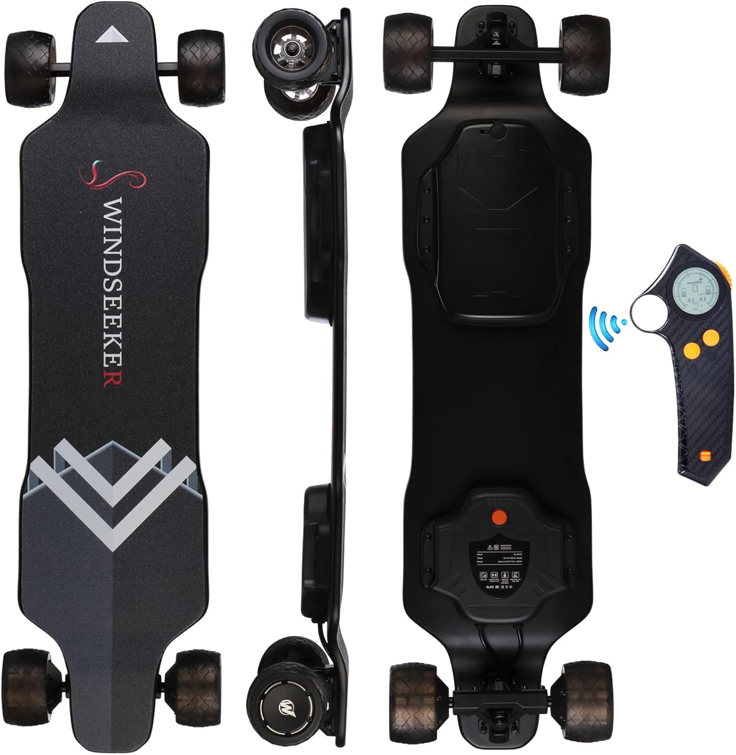 Monopatín eléctrico con control remoto LCD, V5 y G5 y longboard eléctrico todoterreno con luz para adultos, motor dual de 1650 W, 27 MPH y rango de
