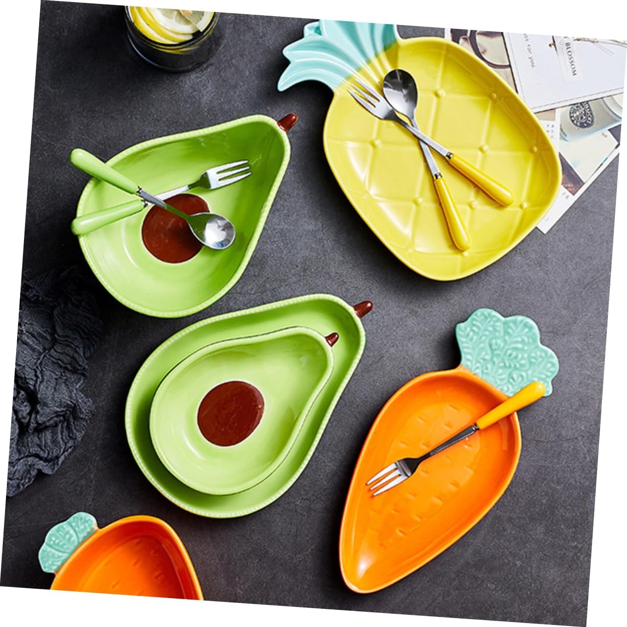BESTOYARD 3 unids plato de aguacate bandeja mini platos bandejas de frutas contenedores de decoración de frutas platos ensalada postre platos salsa