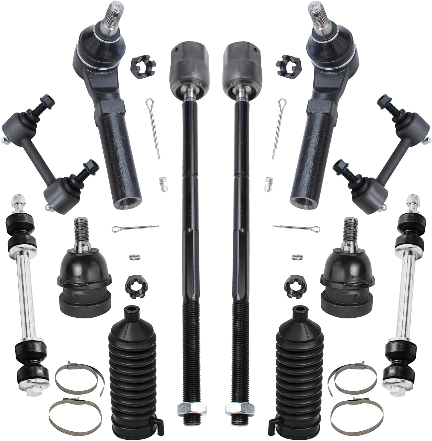 Detroit Axle – Kit de suspensión delantera de 12 piezas para Ford Mustang 1994-2004, barras de acoplamiento, botas de rótulas inferiores, barras