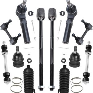Detroit Axle – Kit de suspensión delantera de 12 piezas para Ford Mustang 1994-2004, barras de acoplamiento, botas de rótulas inferiores, barras Detroit Axle – Kit de suspensión delantera de 12 piezas para Ford Mustang 1994-2004, barras de acoplamiento, botas de rótulas inferiores, barras