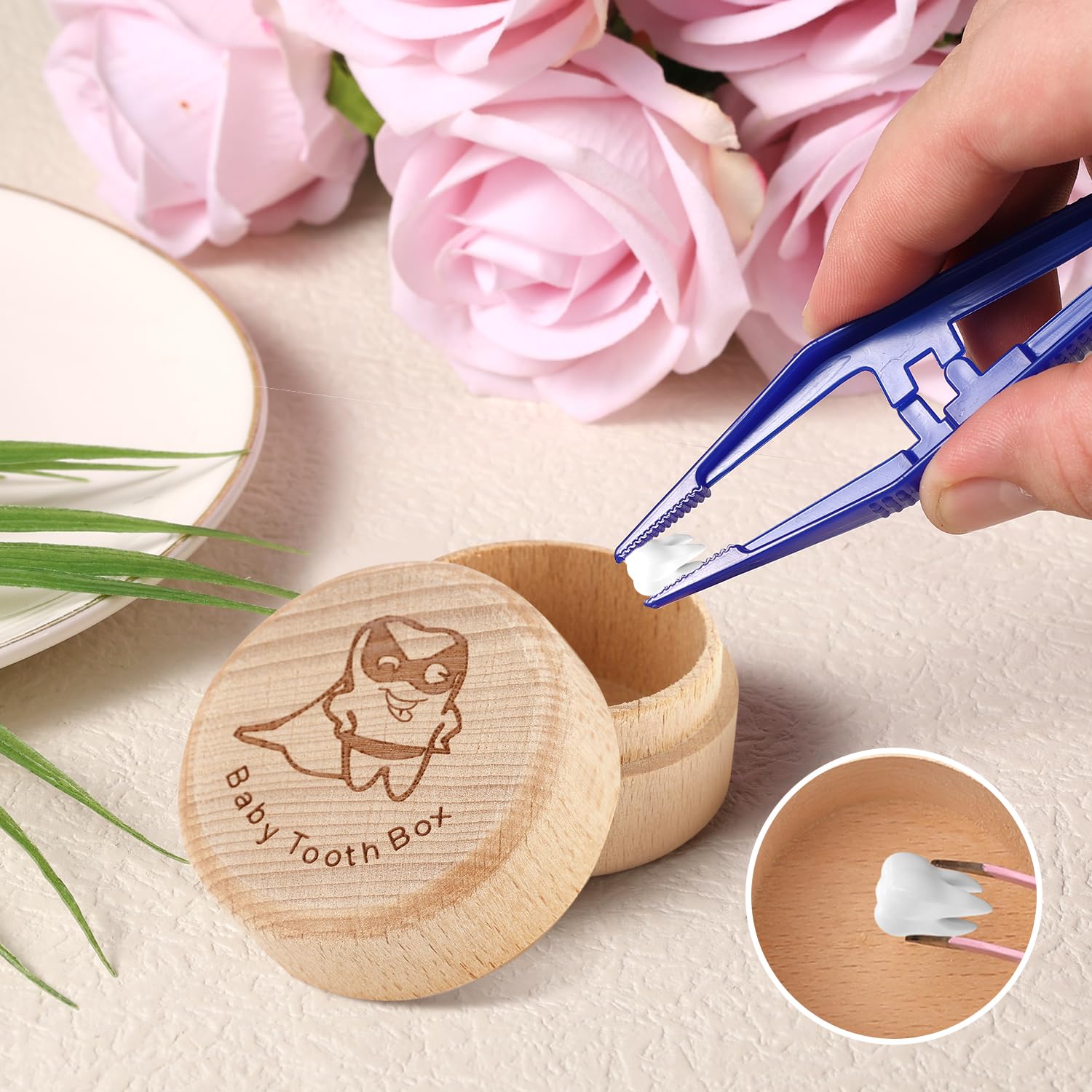 Caja de madera para recuerdos de dientes, caja de almacenamiento de dientes de bebé, para la pérdida de dientes, para bebés, niños y niñas