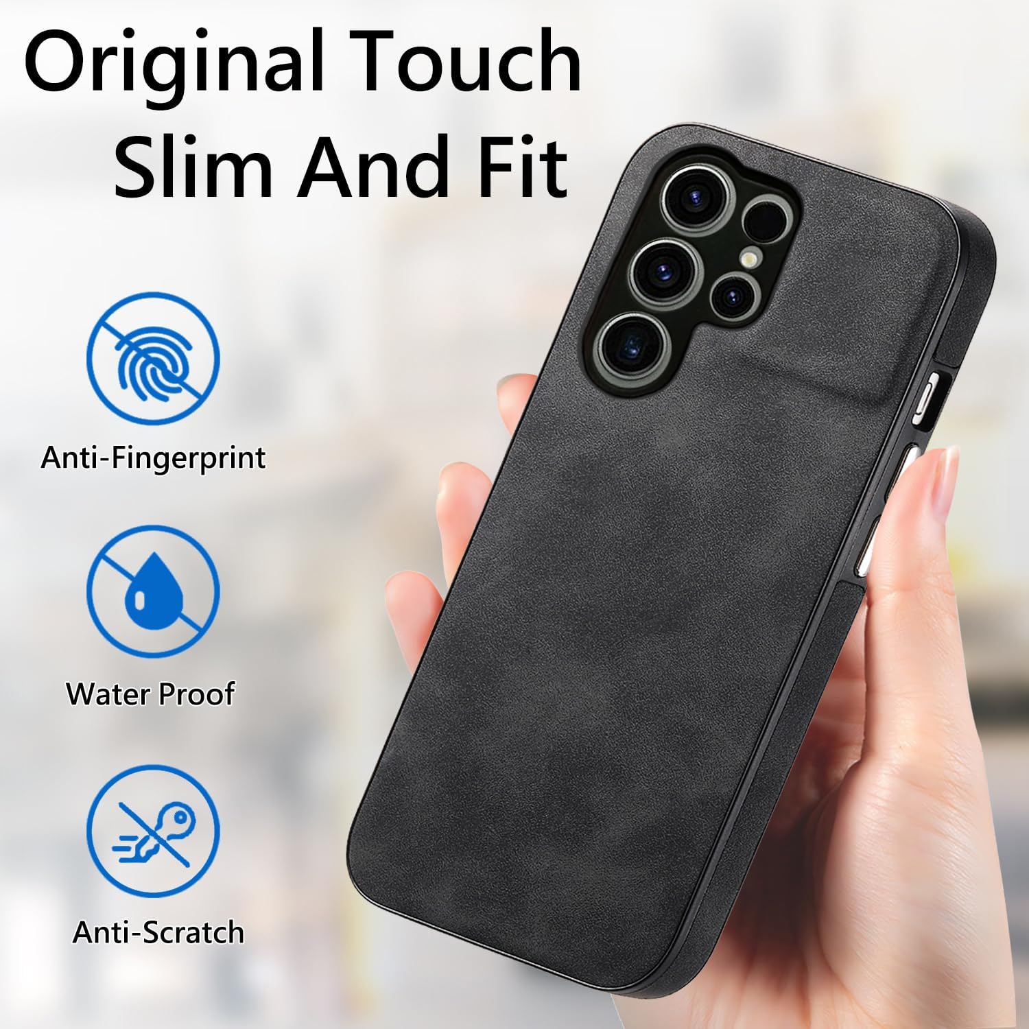 Asuwish Funda de teléfono para Samsung Galaxy S23 Ultra 5G con protector de pantalla de vidrio templado y funda delgada de cuero suave, accesorios
