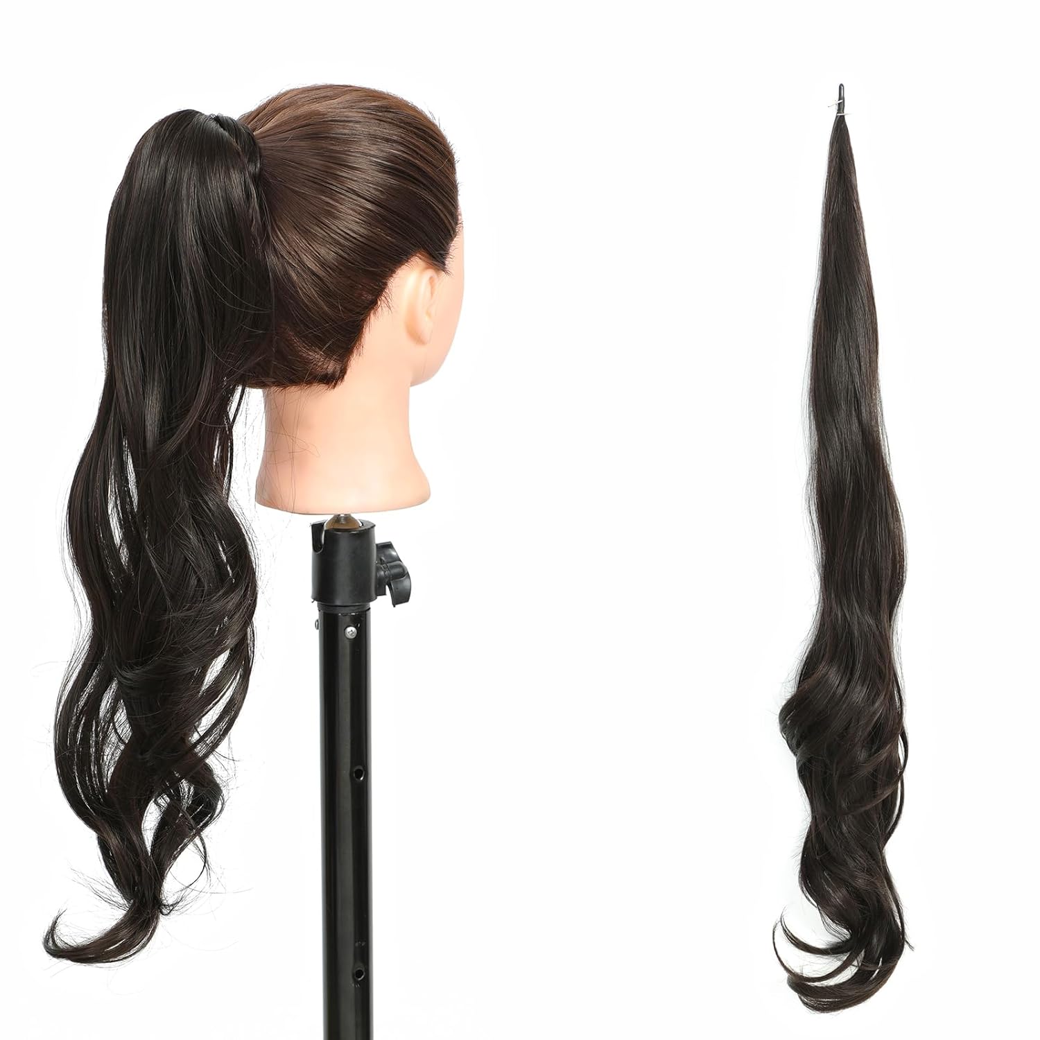 Extensión de cola de caballo flexible envolvente, extensión de cabello rizado largo y rizado, extensiones de cabello para mujeres y mujeres, uso