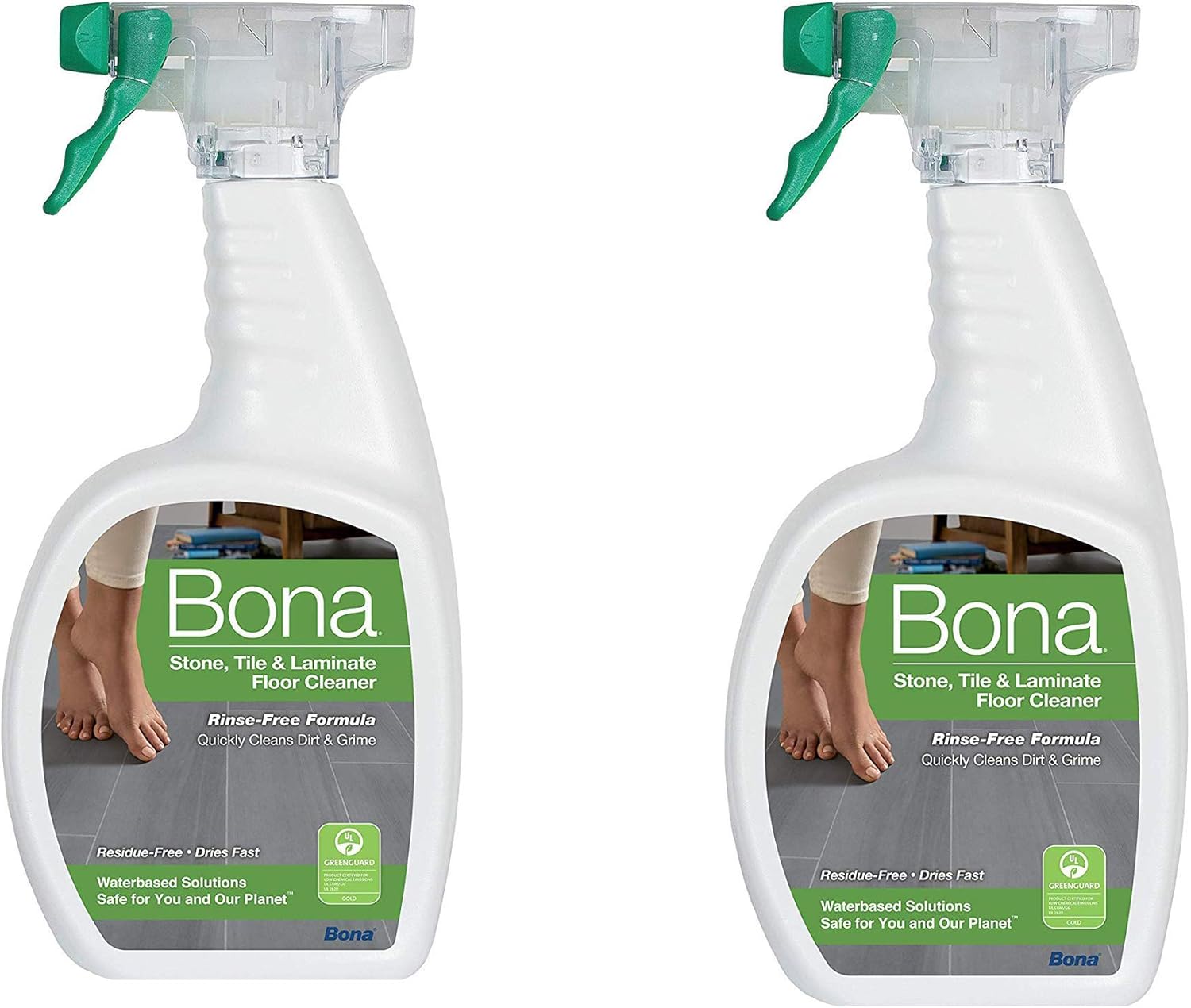 Bona Spray limpiador de suelos de piedra, azulejos y laminados, 32 onzas, 32 onzas líquidas. Juego de 2