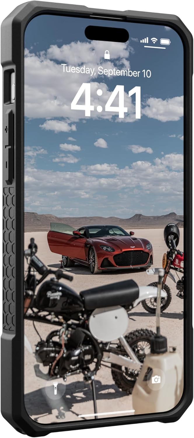 URBAN ARMOR GEAR UAG – Funda compatible con iPhone 15 Pro Max de 6.7 pulgadas, Monarch Pro plateado, imán integrado compatible con carga MagSafe,