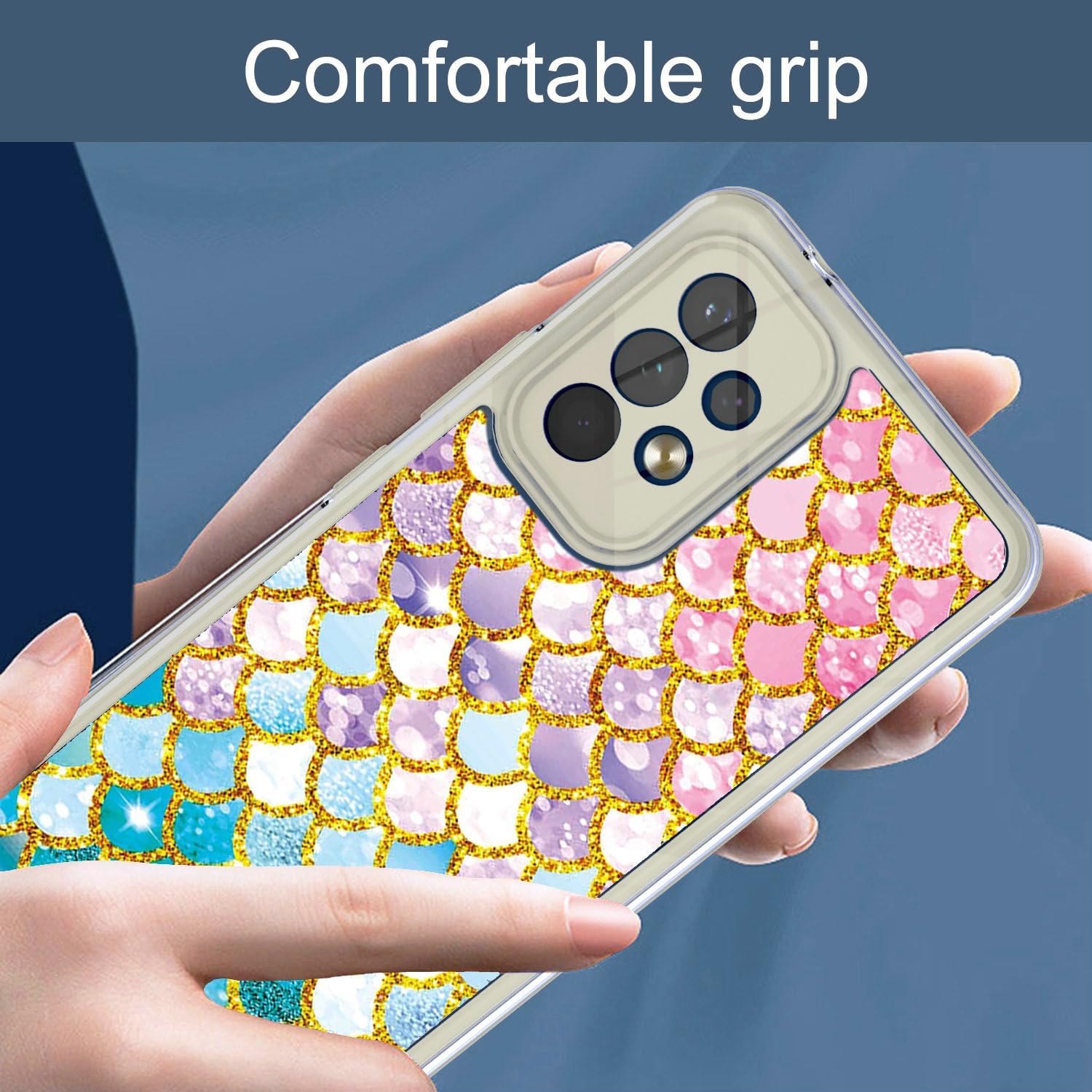Funda para Galaxy A54 5G compatible con Samsung A54 5G S546VL, funda con protector de pantalla de vidrio templado PC duro + silicona suave purpurina
