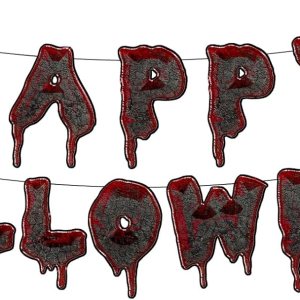 Cartel de Feliz Halloween, decoraciones de fiesta de Halloween, decoraciones de fiesta de terror de Halloween, guirnalda de gotas de sangre roja, Cartel de Feliz Halloween, decoraciones de fiesta de Halloween, decoraciones de fiesta de terror de Halloween, guirnalda de gotas de sangre roja,