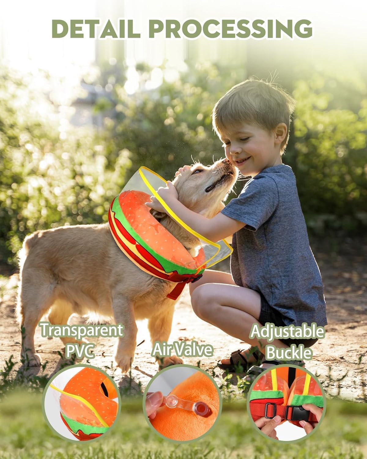 Bistup Conos inflables suaves para perros de tamaño mediano, collar de dona, alternativa después de la cirugía, cómodo y cómodo, para dejar de