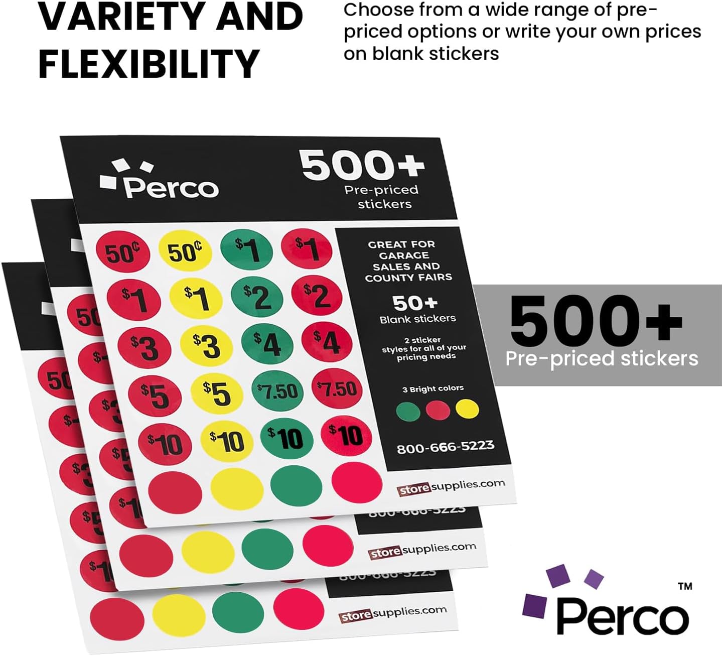 Perco Calcomanías de precio de venta de garaje  Más de 500 calcomanías de precio previo y más de 50 calcomanías en blanco  Etiquetas de precio