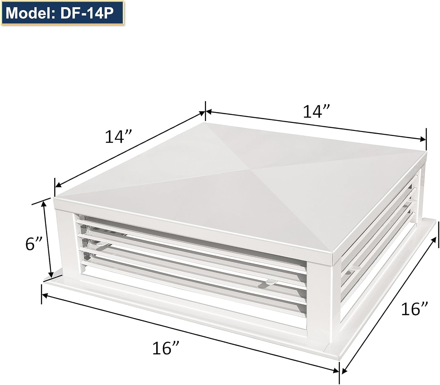 GSW Difusor de aire ajustable de 4 vías con recubrimiento de polvo blanco de 14 pulgadas para enfriador evaporativo de pantano, borde de montaje de