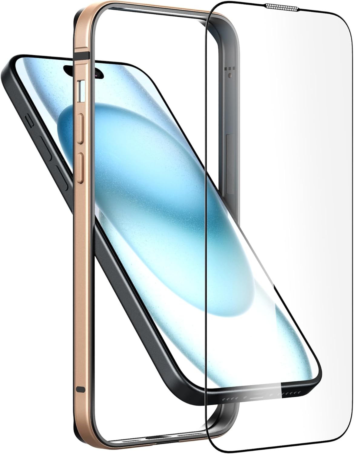 Funda delgada de metal para iPhone 15, interior de TPU suave + parachoques chapado en metal compatible con carga inalámbrica a prueba de golpes con