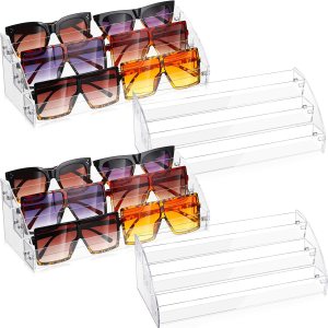 Jetec Organizador de lentes de sol de acrílico de 3 capas, soporte de exhibición, organizador de esmalte de uñas, bandeja de plástico transparente Jetec Organizador de lentes de sol de acrílico de 3 capas, soporte de exhibición, organizador de esmalte de uñas, bandeja de plástico transparente