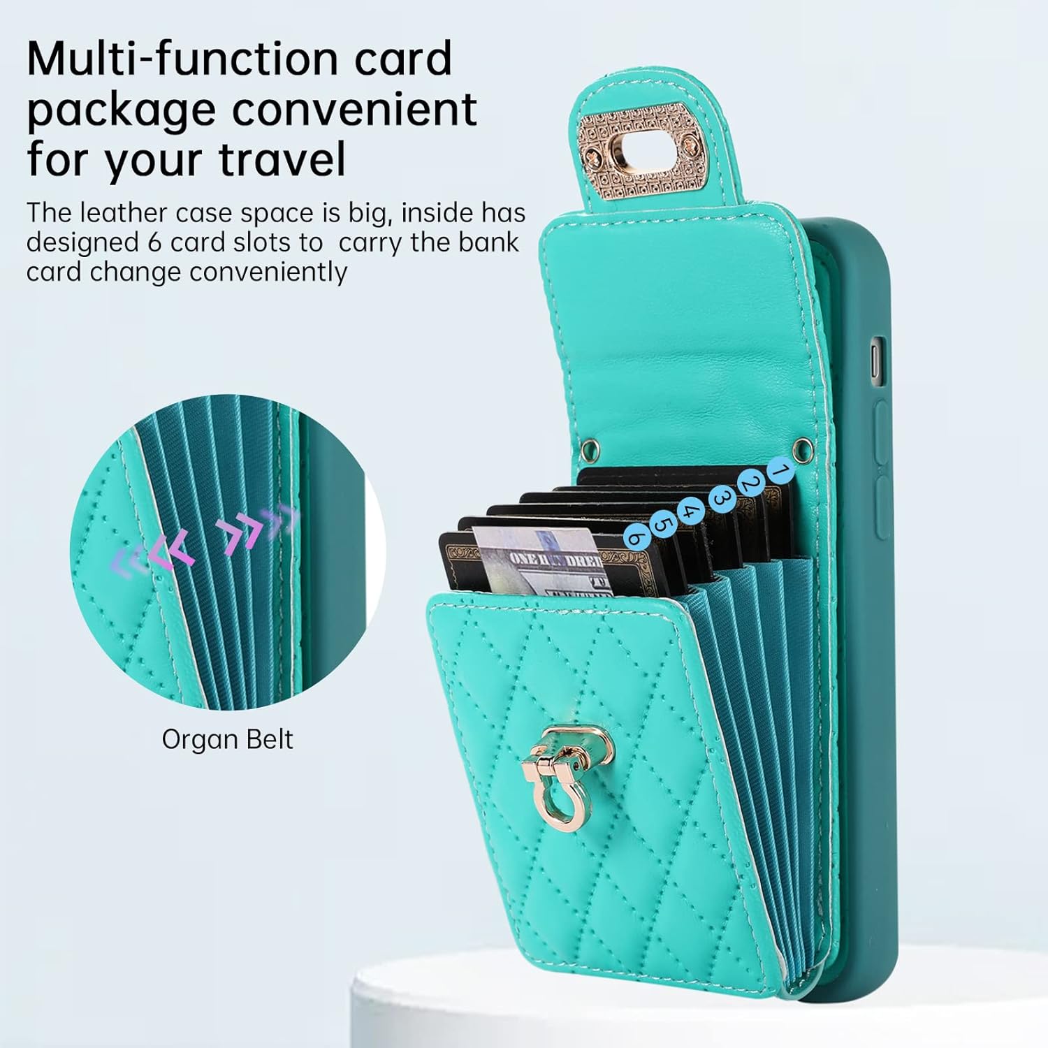 KUDEX Funda cruzada para iPhone 14, funda protectora de cuero de lujo con correa de cordón extraíble, tarjetero con soporte para tarjeta de crédito