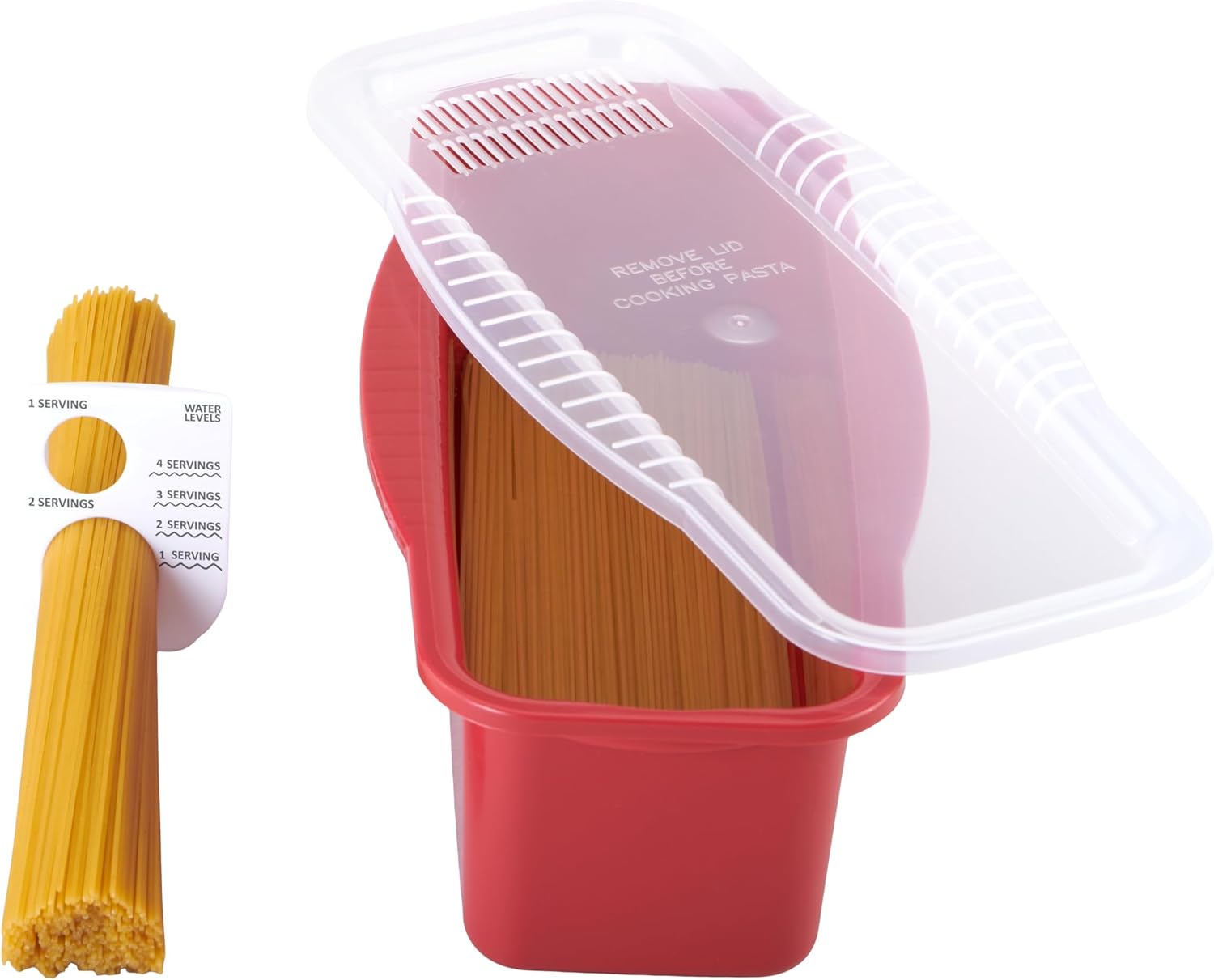 GoodCook Olla de pasta para microondas con tapa coladora y guía de cocina, cocina de fideos para microondas, cocina hasta 4 porciones de pasta