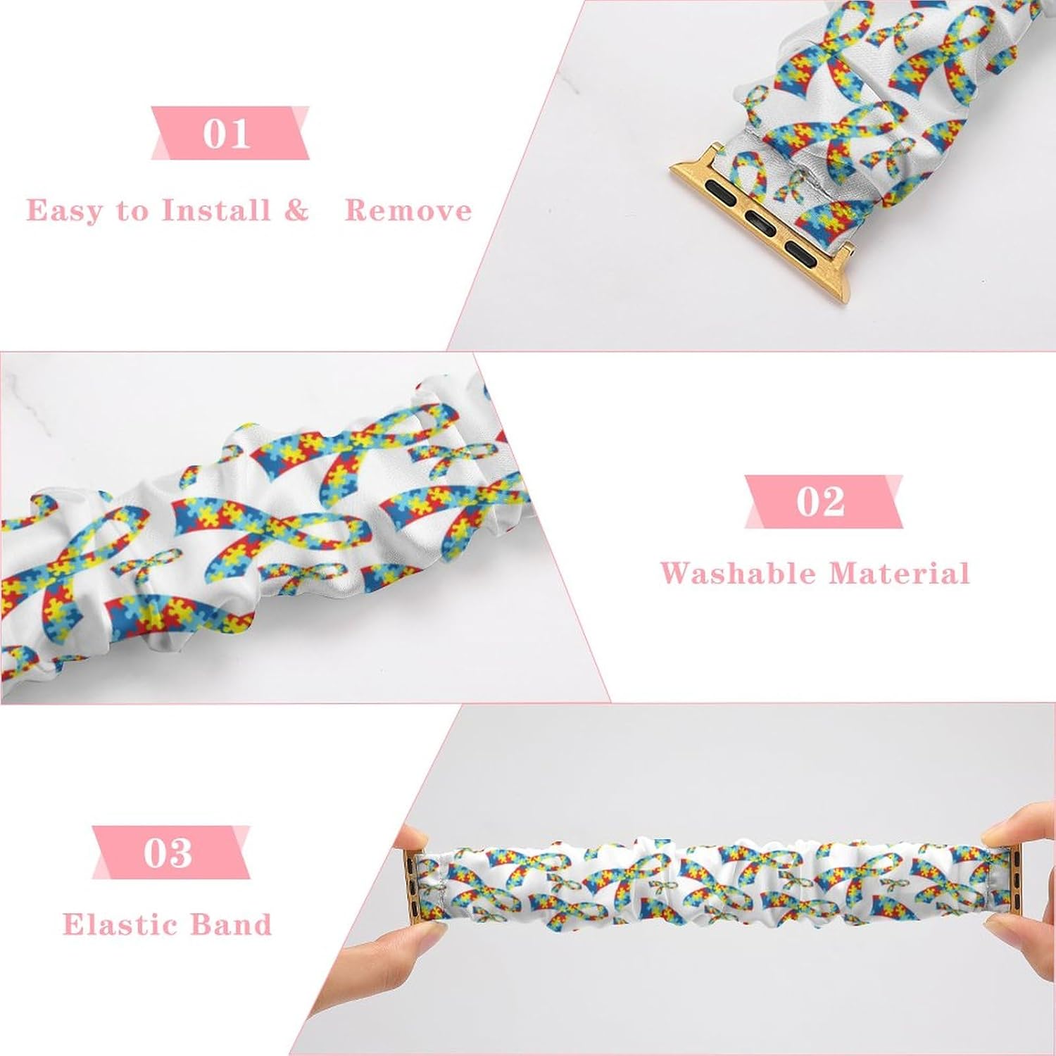 Compatible con Apple Watch Band Scrunchie de 1.496 pulgadas, 1.575 pulgadas, 1.654 pulgadas, 1.732 pulgadas, bandas elásticas para concienciación