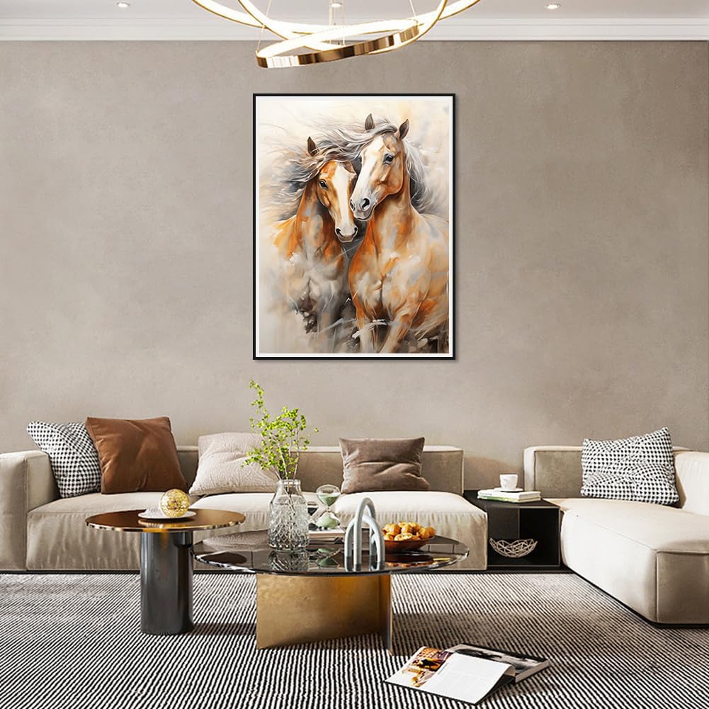 Stalente Kits de pintura de diamantes para adultos, kit de arte de diamantes redondo de caballo de taladro completo, pintura 5D con diamantes,