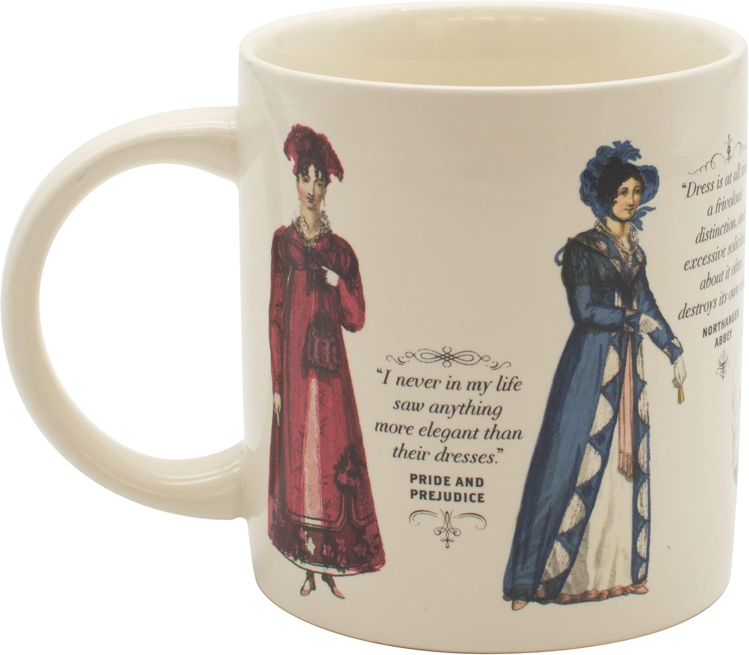The Unemployed Philosophers Guild Jane Austen Finery – Taza que cambia de color, transforma el calor, vestidos de noche reveladores, viene en caja