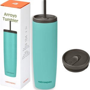 Retrospec Arroyo – Vaso térmico de acero inoxidable con tapa y pajita, reutilizable, aislado y reutilizable, taza de viaje para café helado, vasos Retrospec Arroyo – Vaso térmico de acero inoxidable con tapa y pajita, reutilizable, aislado y reutilizable, taza de viaje para café helado, vasos