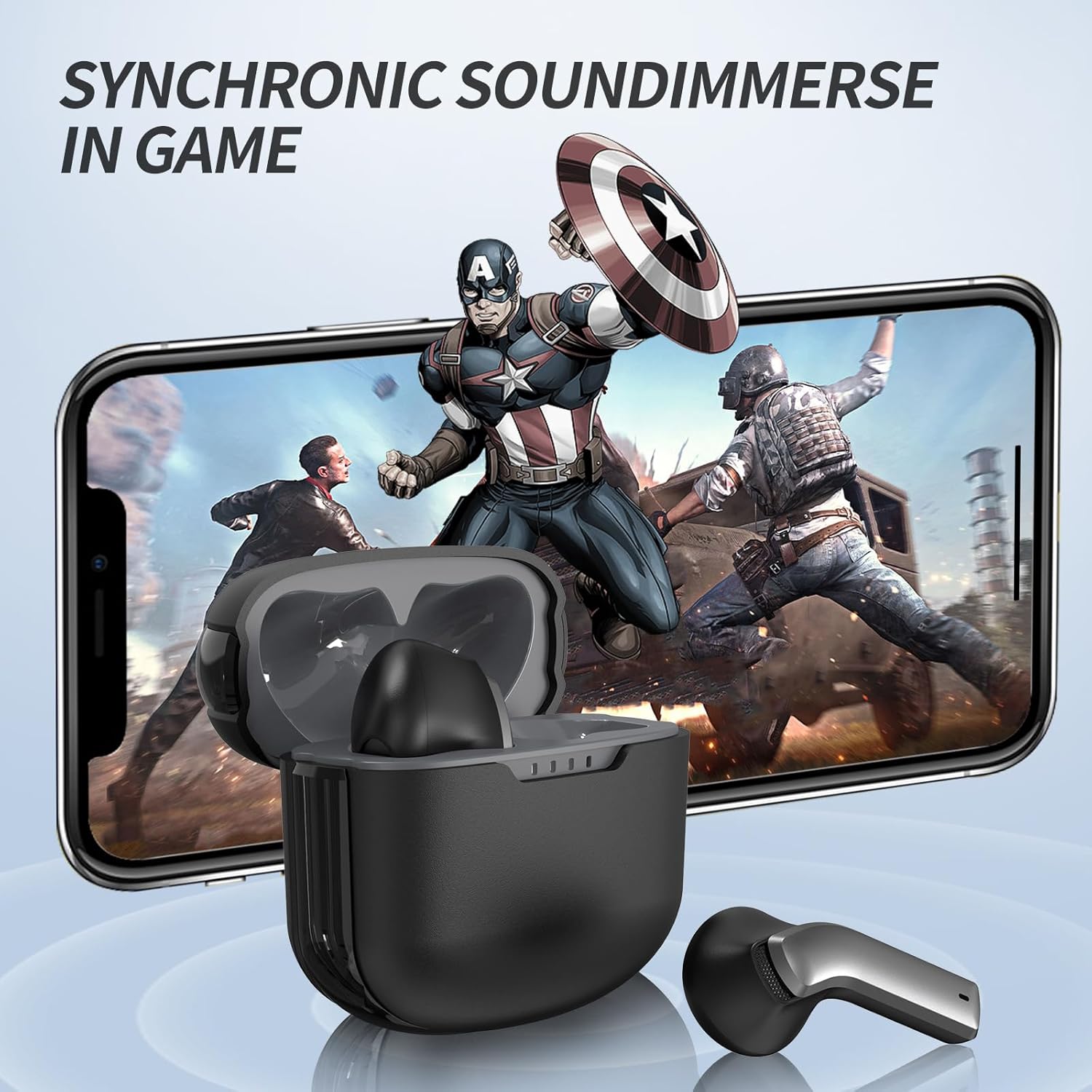 Auriculares inalámbricos Bluetooth con batería de 35 horas, sonido inmersivo en el juego, control táctil y música y llamadas para todos los
