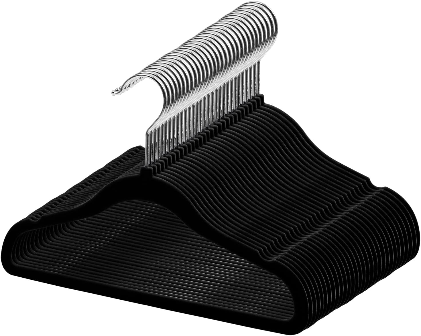 Perchas de terciopelo para niños, perchas de terciopelo para bebés, perchas de fieltro para niños pequeños (negro, paquete de 30)