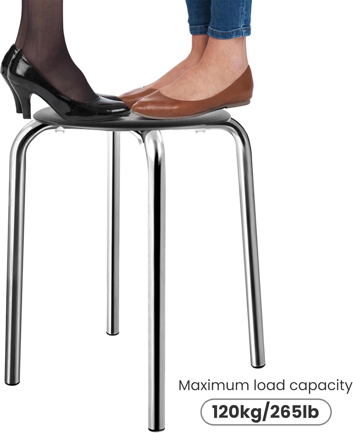 Yaheetech Taburetes apilables de plástico, sillas de taburete de aula, asientos flexibles de 17.3 pulgadas de altura, parte superior redonda
