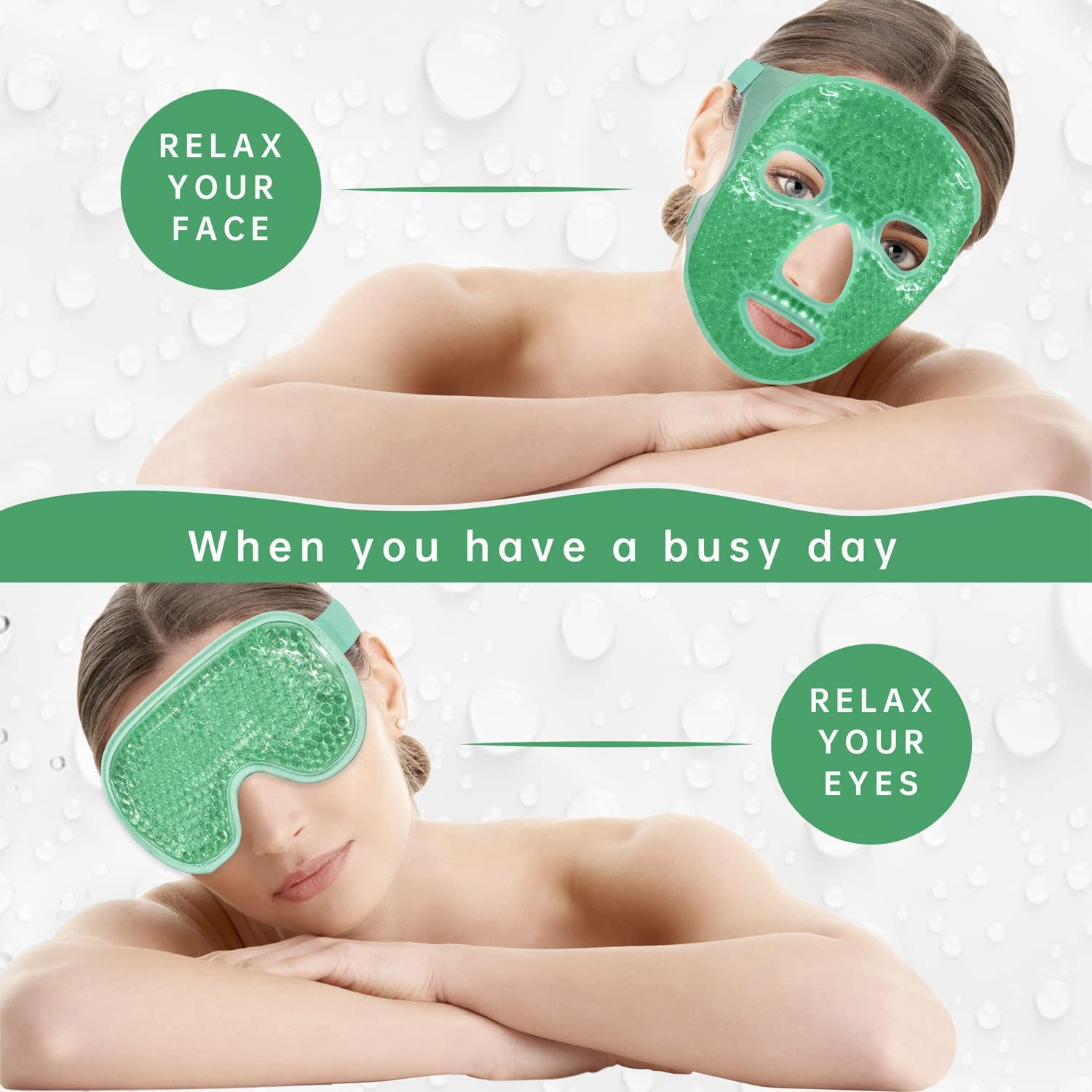 Máscara facial de hielo refrescante para reducir la hinchazón, bolsas debajo de los ojos, senos nasales, enrojecimiento, alivio del dolor, ojeras,