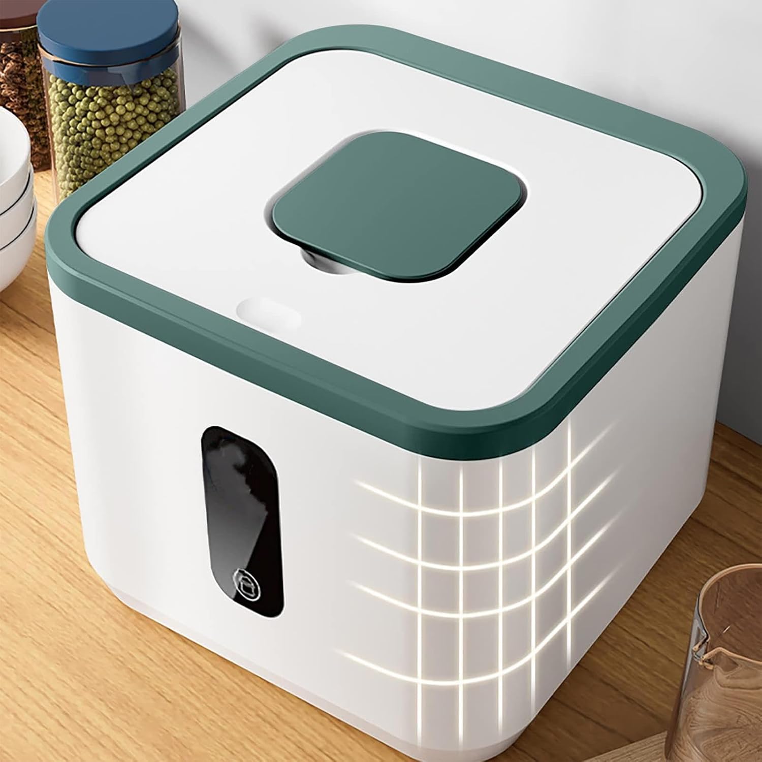 Dispensador de arroz, contenedor de arroz de 22 a 25 libras, Contenedores de alimentos, Contenedor de harina de alimentos secos con taza medidora,
