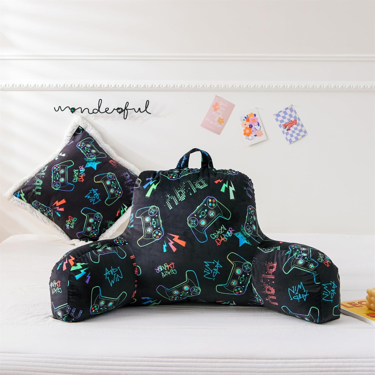A Nice Night Almohada de descanso para la espalda de los niños para leer y ver la televisión, almohada de descanso para descansar con cómodo apoyo