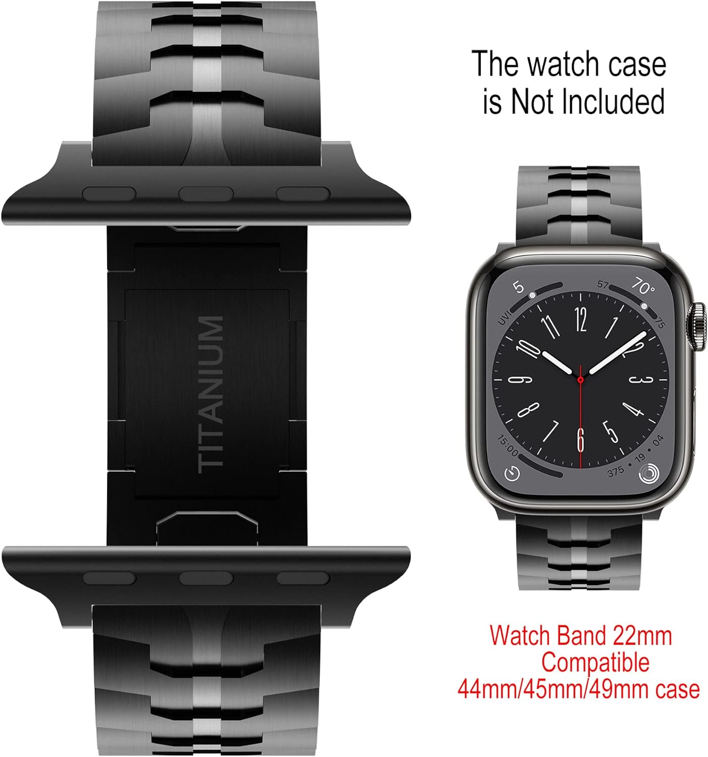 KULUZE Correa para Apple Watch, correa de metal de titanio de 4945441.654 in para Apple Watch Ultra 2Series 98765SE, banda más ancha para hombres