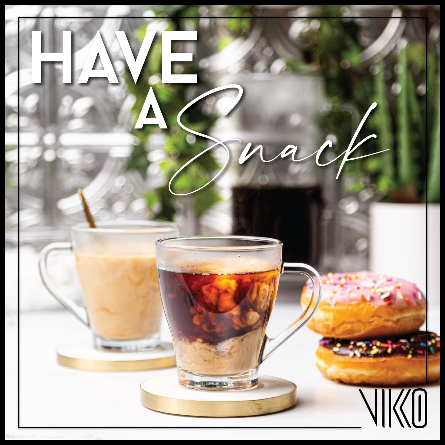 Vikko Tazas de café de vidrio de 9 onzas, gruesas y duraderas para café, té, sidra, ideales para bebidas en capas, aptas para microondas y