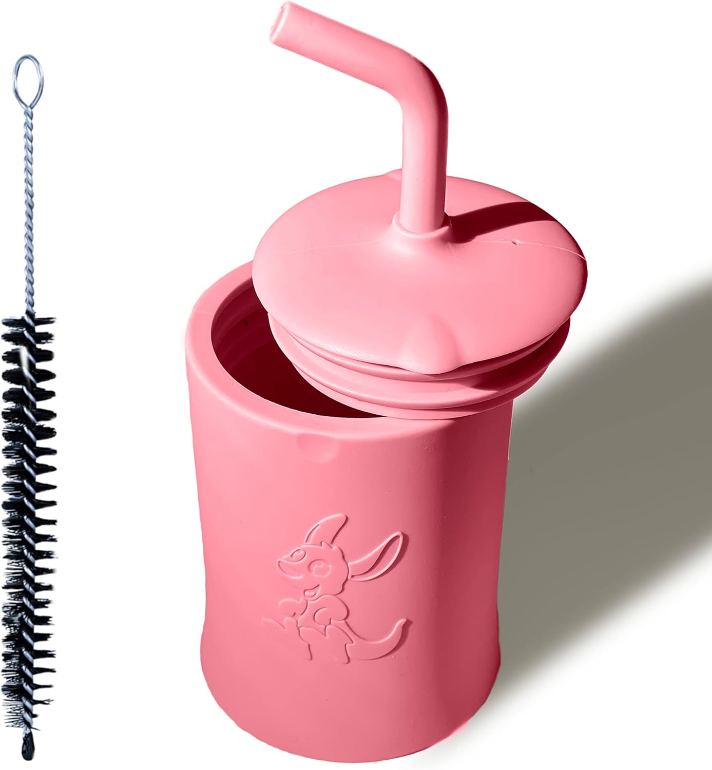 kangookid Vaso de silicona para bebé de 6.5 onzas con pajilla, vaso de batido para niños pequeños a prueba de derrames, taza de entrenamiento para
