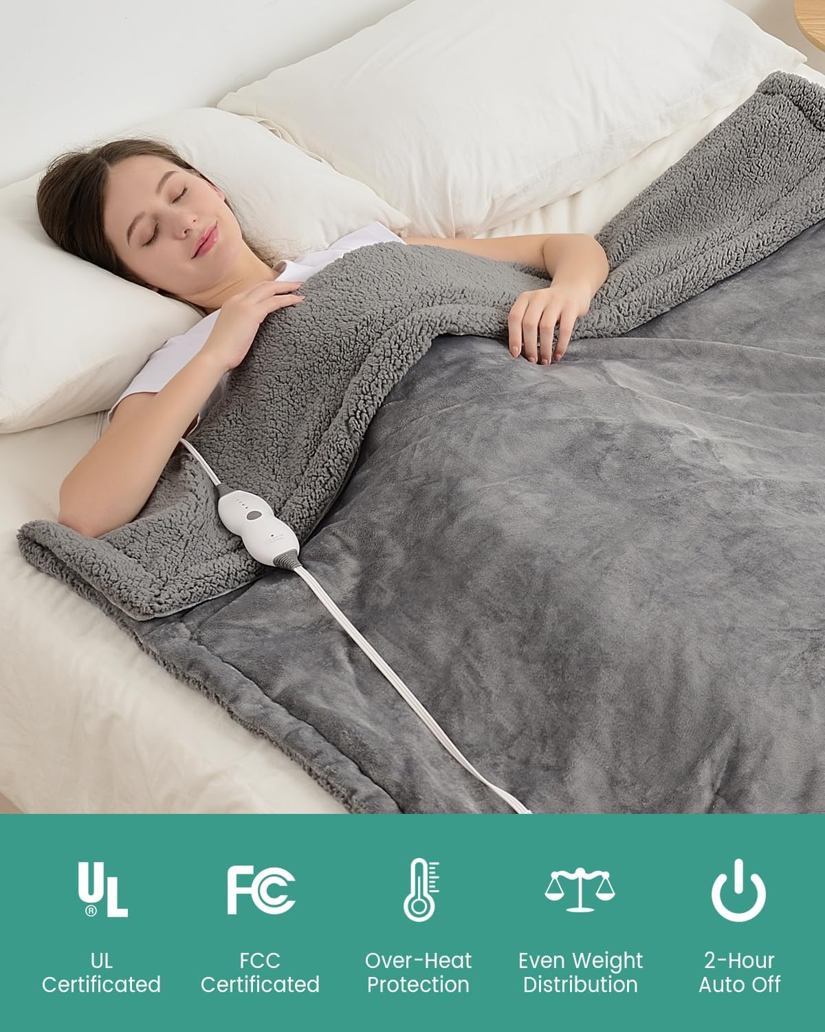 immtree Manta térmica con peso para adultos, forro polar Sherpa suave y cálida manta con peso de 12 libras para dormir y relajarse, controlador