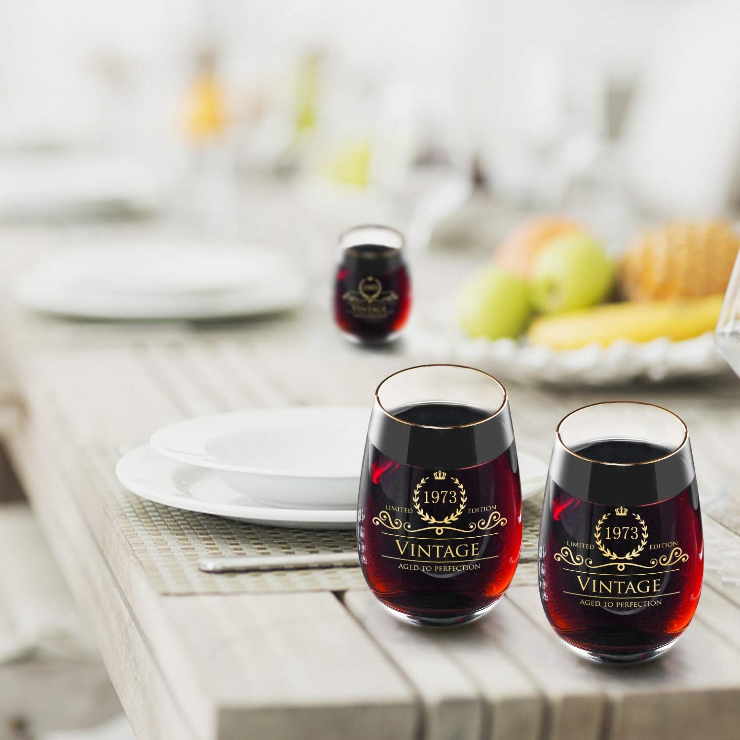 Copa de vino y bebida de lujo hecha a mano de oro de 24 quilates 1973 50 para boda, cumpleaños, vacaciones y cualquier ocasión digna de mención,