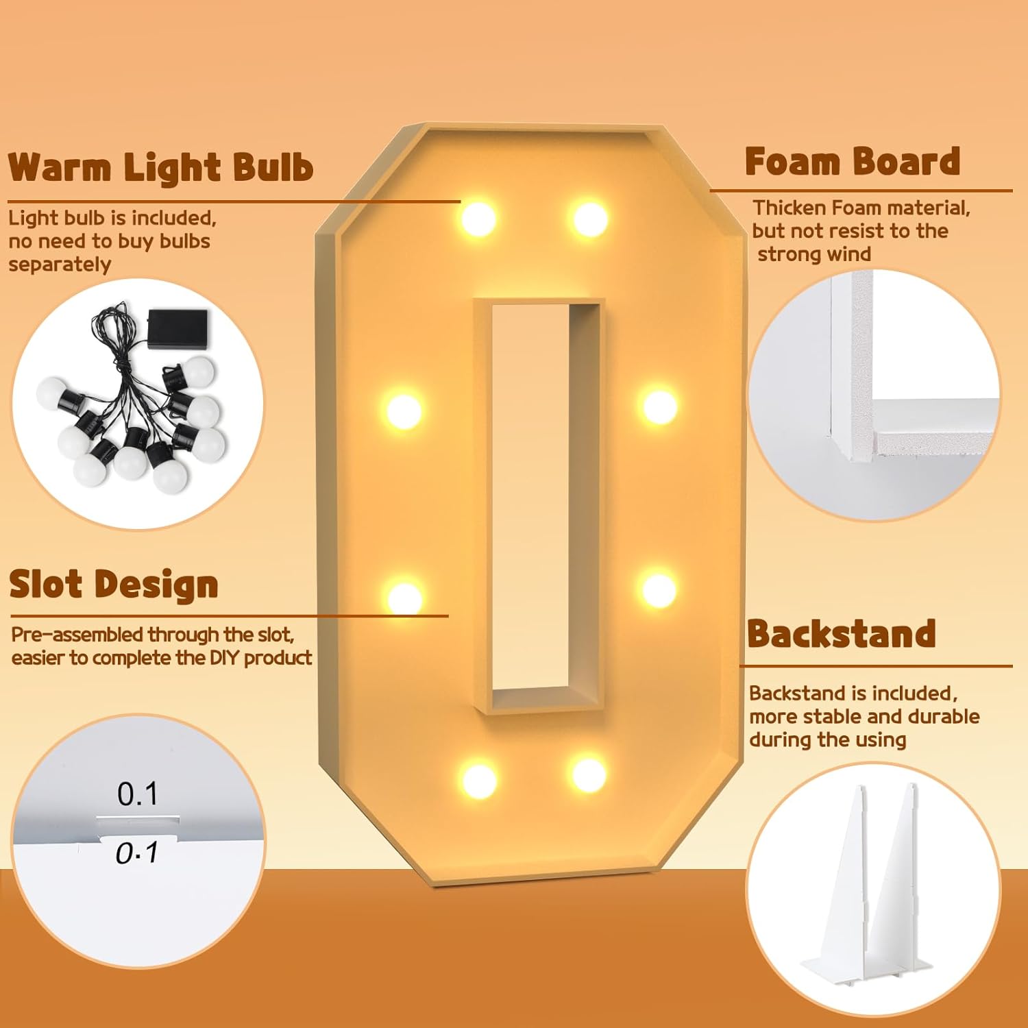 imprsv Números iluminados de marquesina de 3 pies, números de marquesina para decoraciones de cumpleaños de 10 y 30 años, decoración de fiesta de