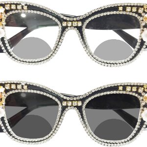 Gafas de lectura bifocales fotocrómicas de moda para mujer, diamantes de imitación de gran tamaño, ojo de gato, lentes de sol de transición Gafas de lectura bifocales fotocrómicas de moda para mujer, diamantes de imitación de gran tamaño, ojo de gato, lentes de sol de transición