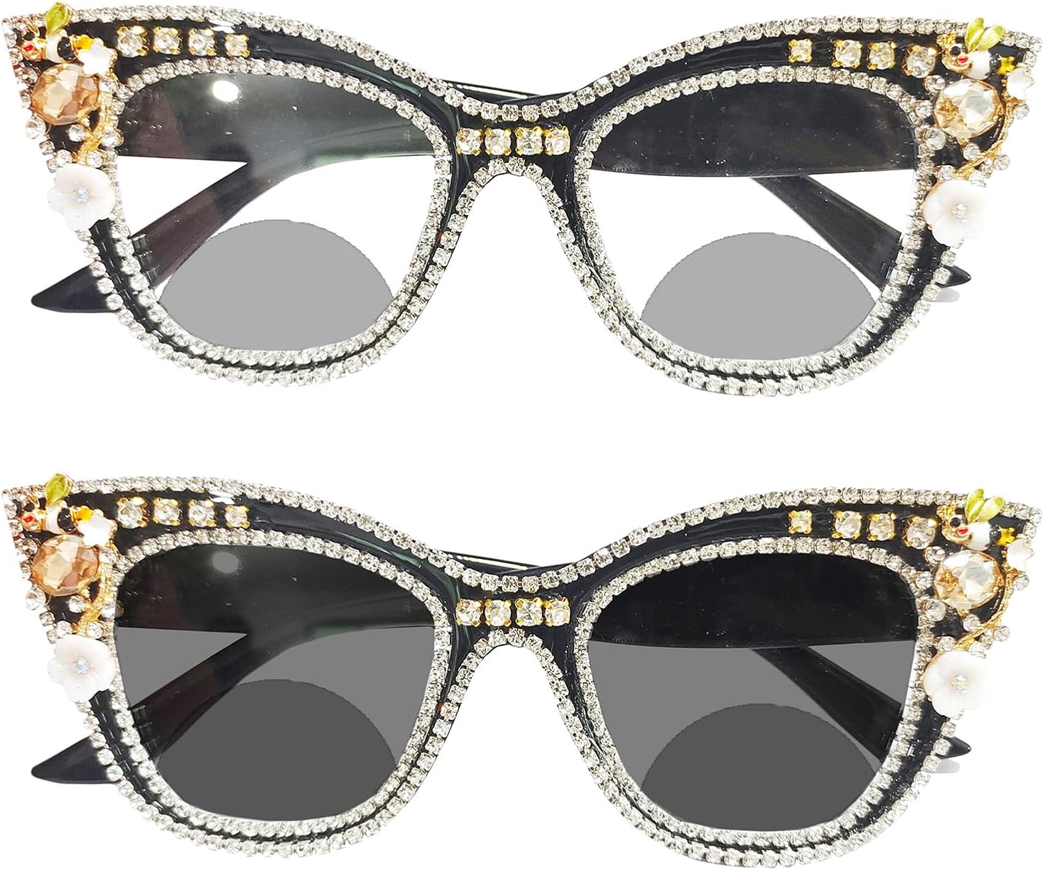 Gafas de lectura bifocales fotocrómicas de moda para mujer, diamantes de imitación de gran tamaño, ojo de gato, lentes de sol de transición